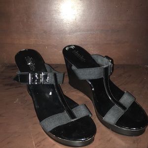 black heeled sandals